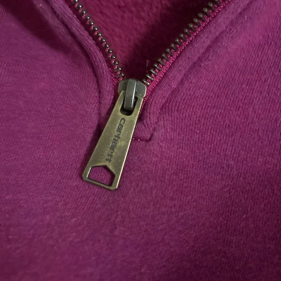 Carhartt Purple 1/4 Zip Hoodie
Embroidered Logo Slightly Distressed
Women's Sz L - Picture 5 of 8